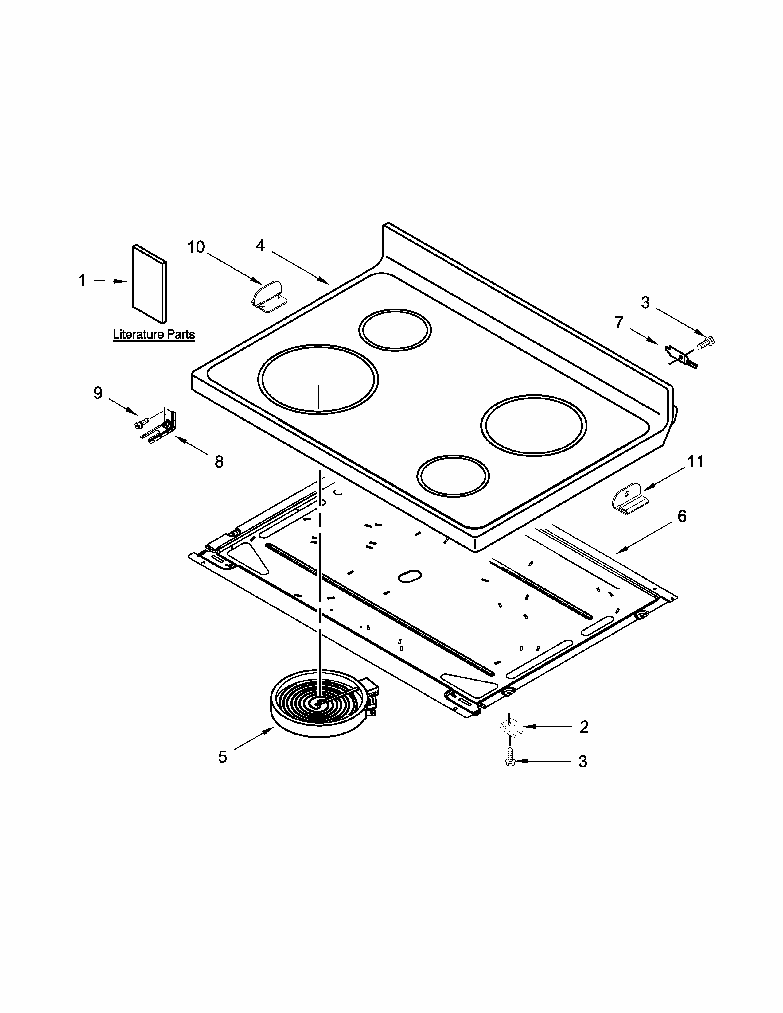 Cooktop Parts Diagram and Parts List for IES350XW3  Whirlpool Range