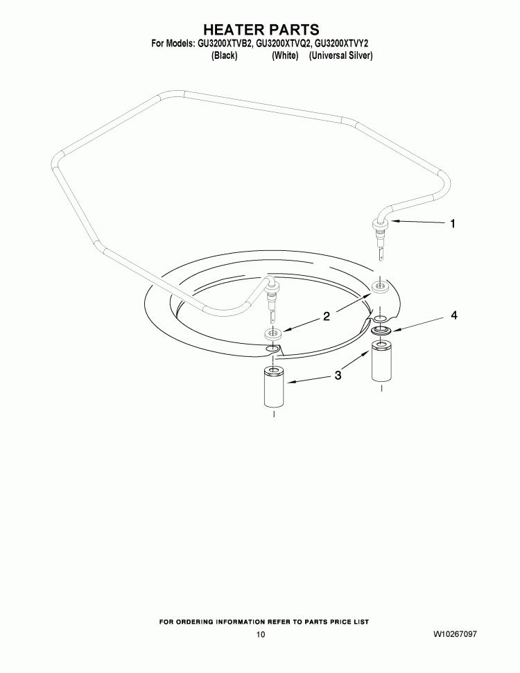 HEATER PARTS Diagram and Parts List for GU3200XTVY1  Whirlpool Dishwasher
