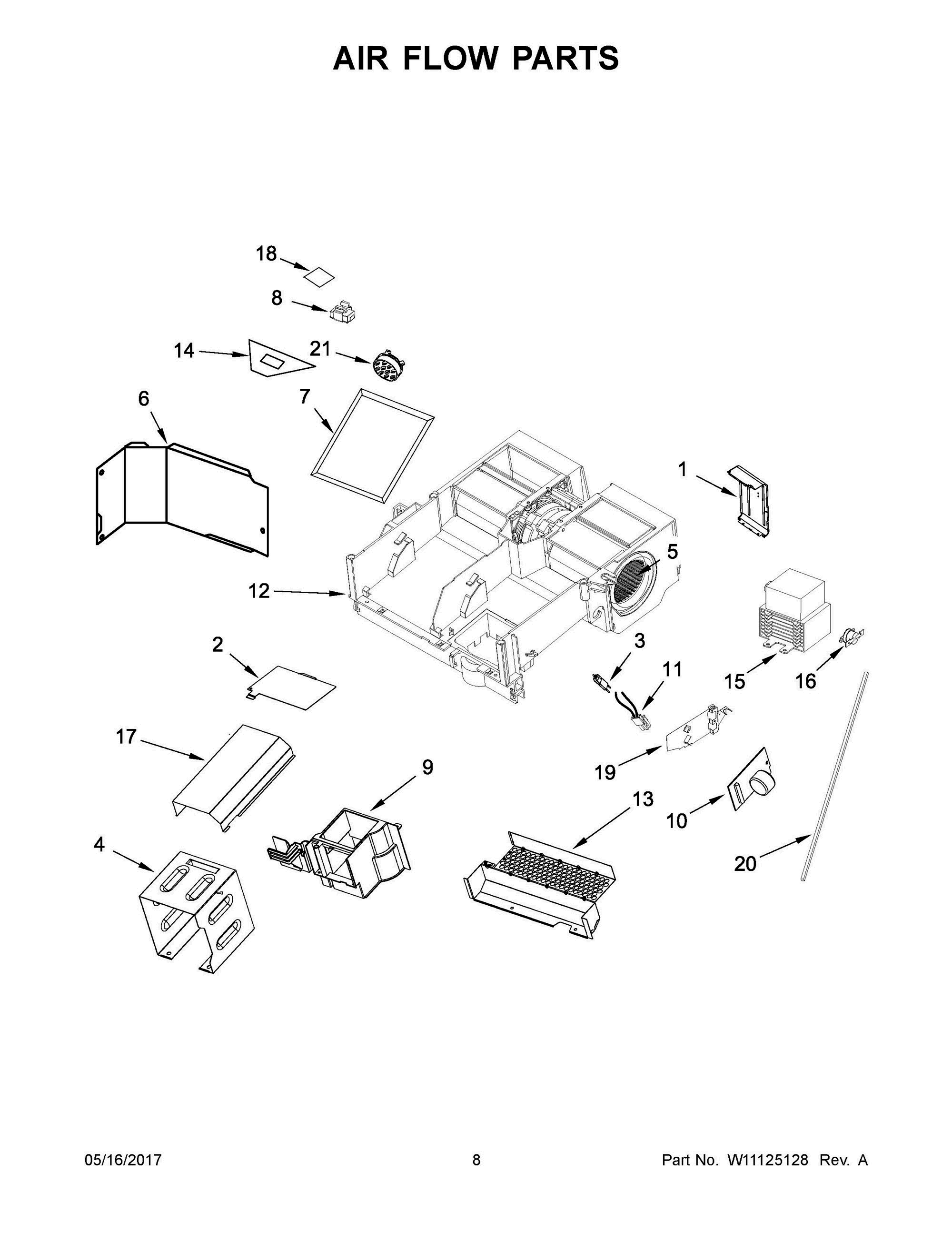 05 - AIR FLOW PARTS Diagram and Parts List for JMV8208CS2  Whirlpool Microwave Oven Combo