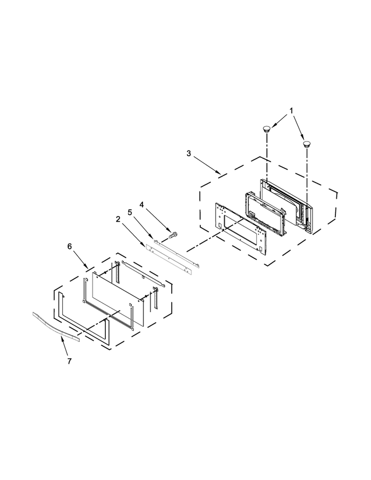 Microwave Door Parts Diagram and Parts List for WOC54EC7AS02  Whirlpool Microwave