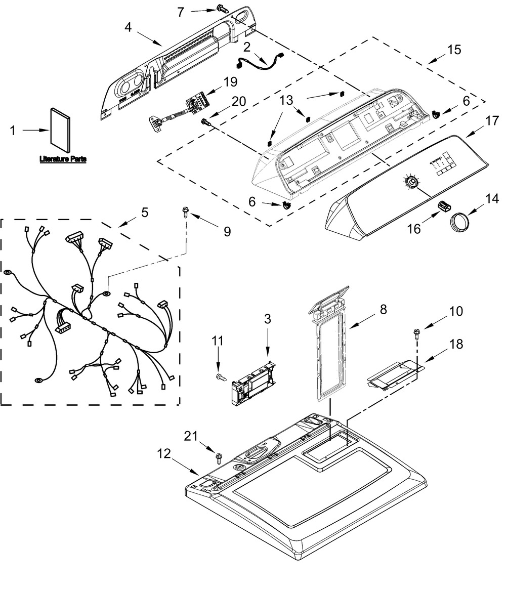 Top And Console Parts Diagram and Parts List for ZDGW7115RB0  Whirlpool Range