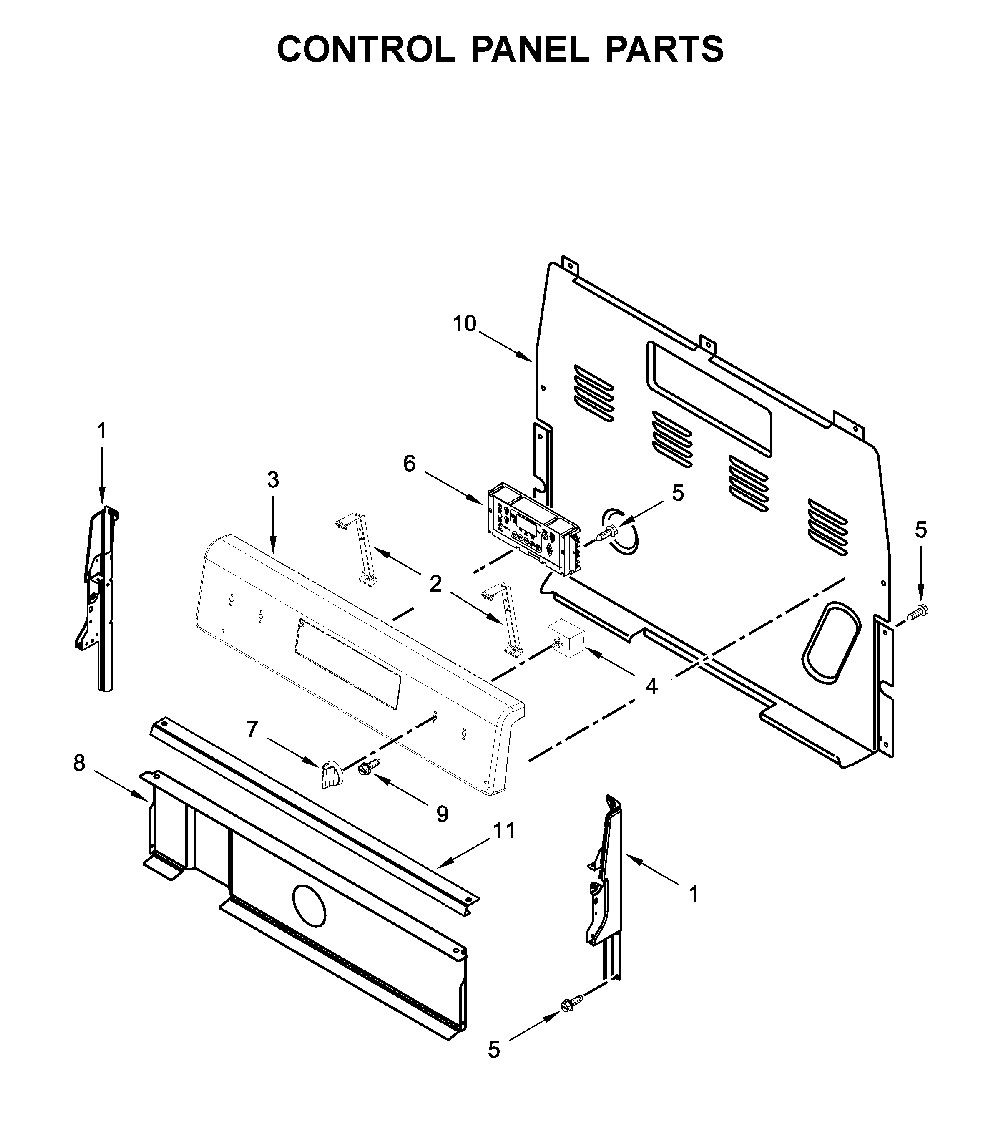 Control panel parts Diagram and Parts List for WFE320M0JS0  Whirlpool Range