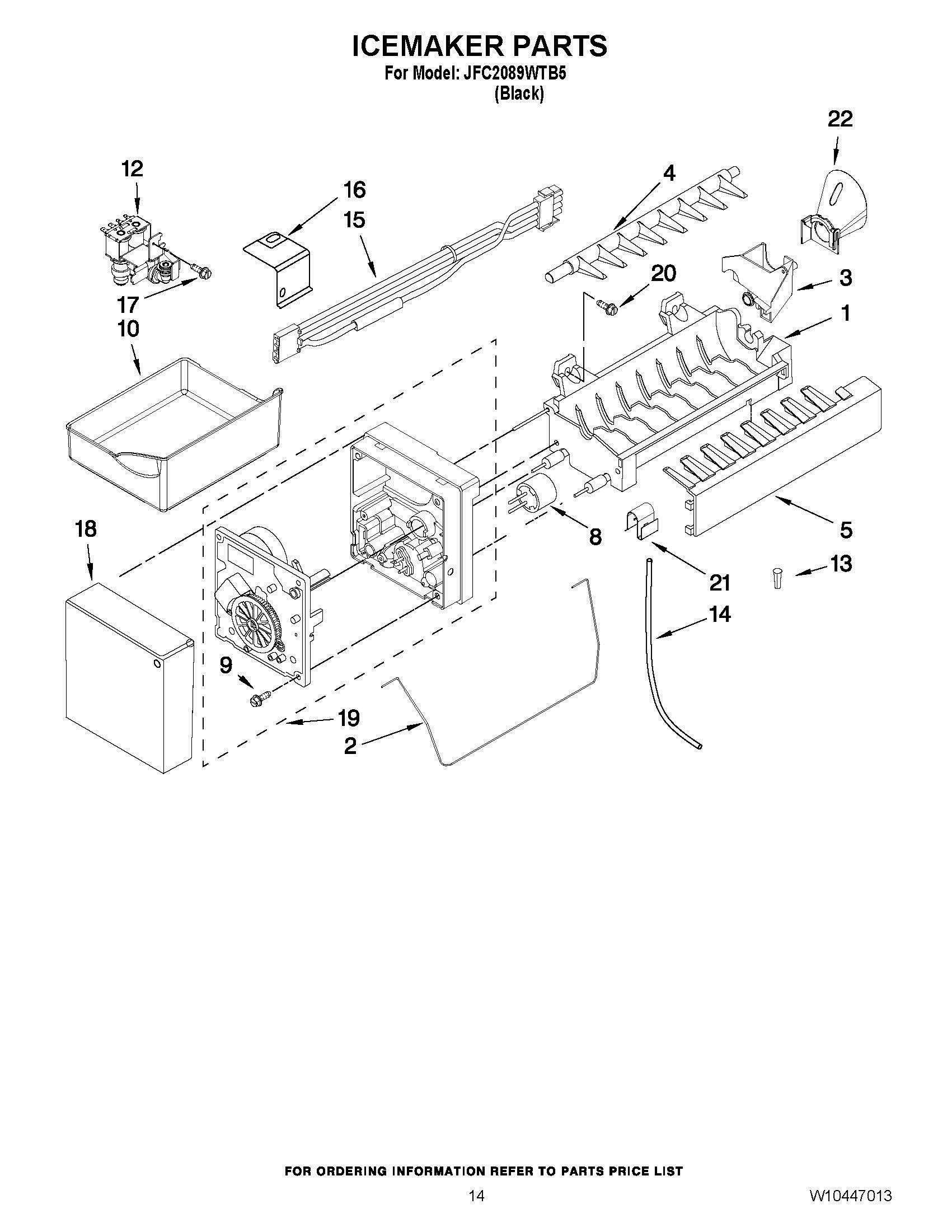 08 - ICEMAKER PARTS Diagram and Parts List for JFC2089WTB5  Whirlpool Refrigerator