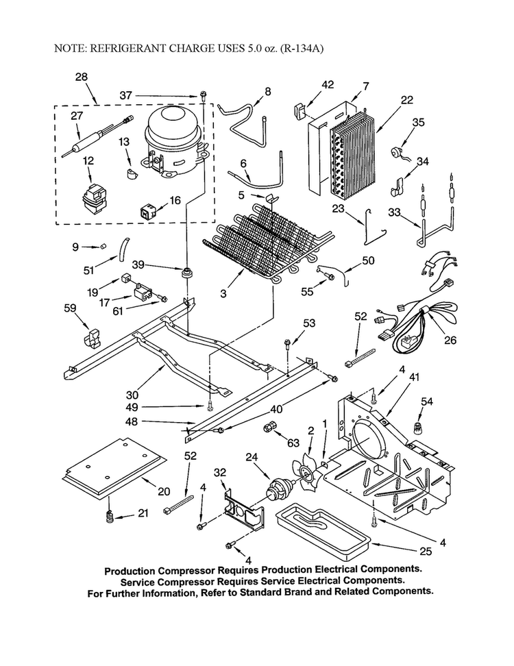 Unit Diagram and Parts List for KSRB25FKBL02  KitchenAid Refrigerator
