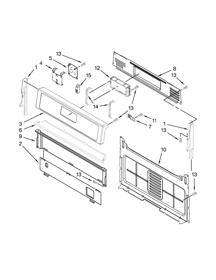 Control Panel Parts Diagram and Parts List for WFG520S0AS2  Whirlpool Range