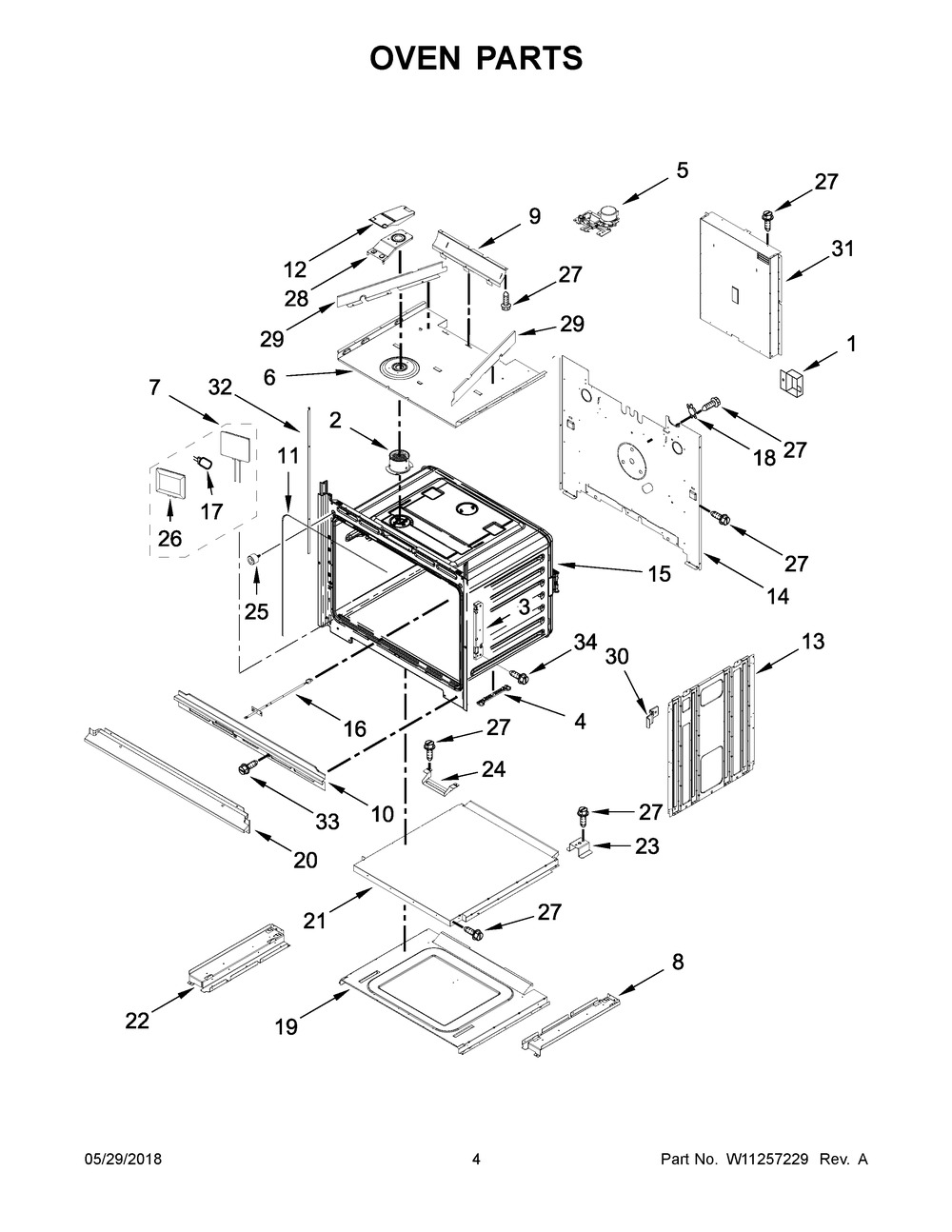 Oven Parts Diagram and Parts List for WOC97ES0ES04  Whirlpool Microwave Oven Combo