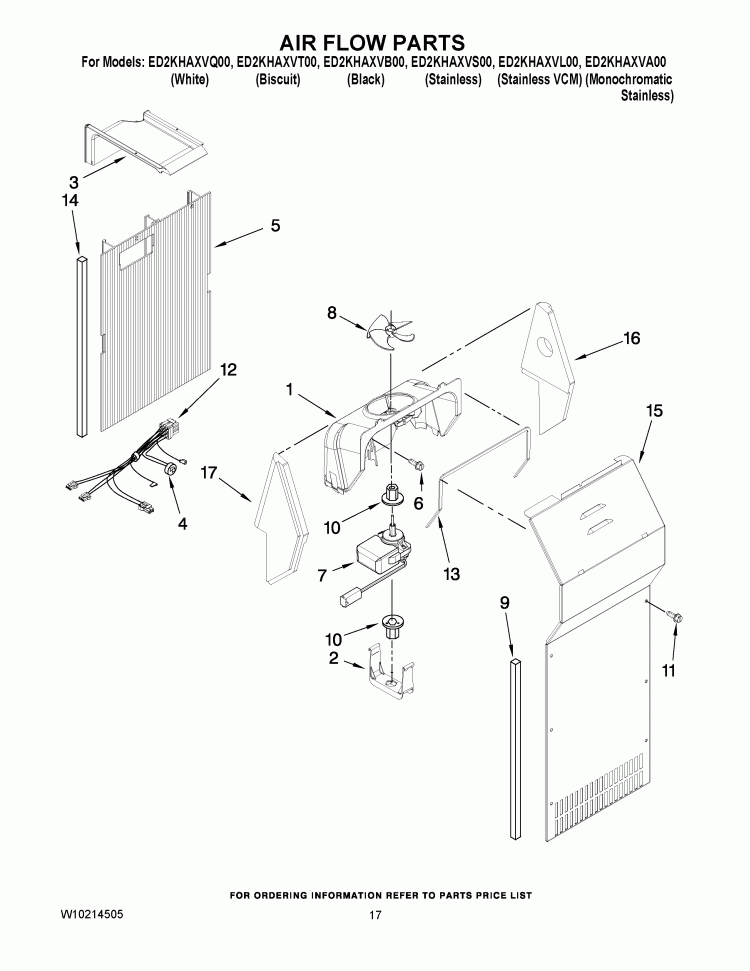 AIR FLOW PARTS Diagram and Parts List for ED2KHAXVA00  Whirlpool Refrigerator
