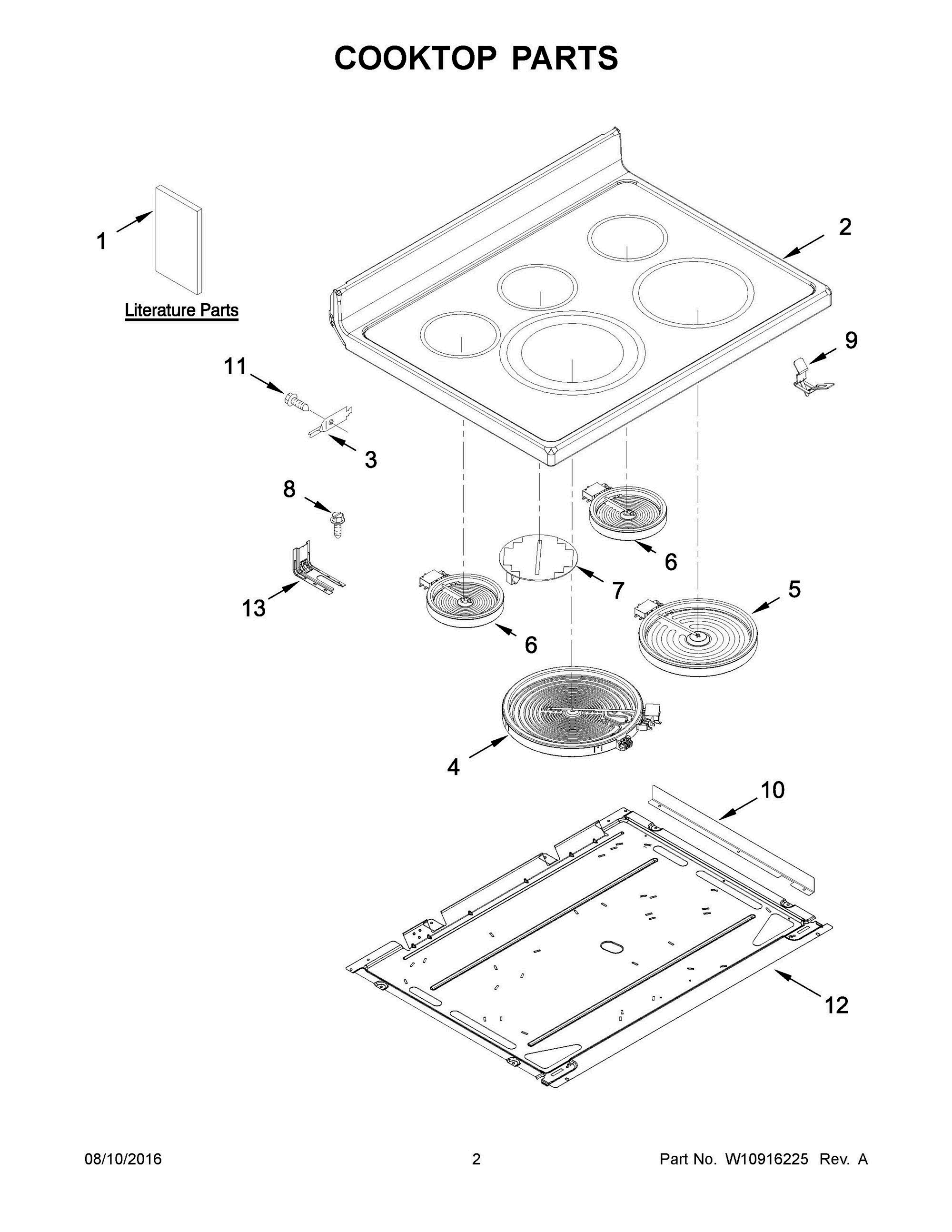 02 - COOKTOP PARTS Diagram and Parts List for YKFES530ESS1  Whirlpool Range