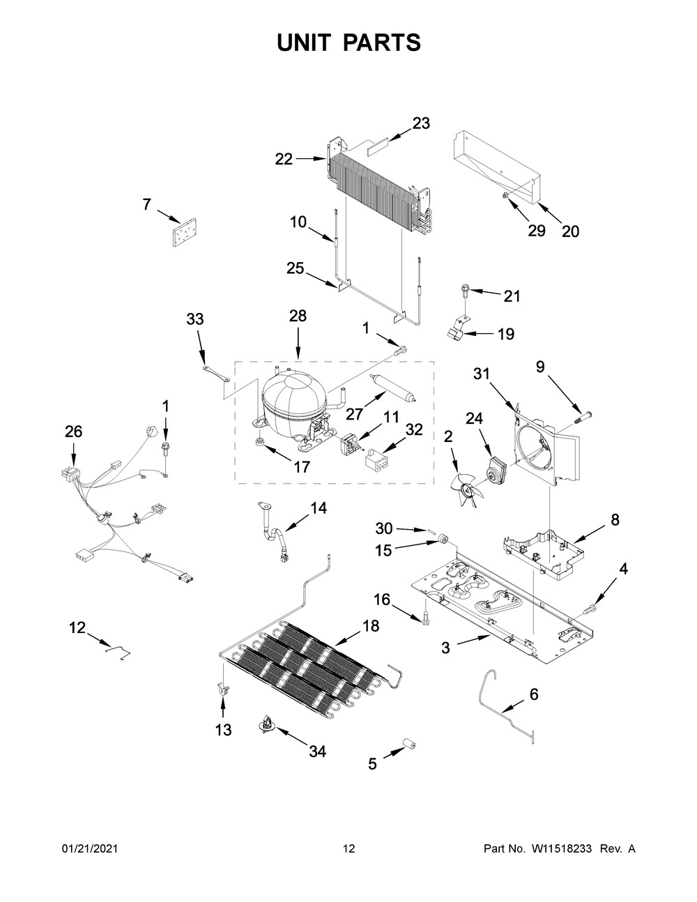Unit Parts Diagram and Parts List for WRX735SDHV03  Whirlpool Refrigerator