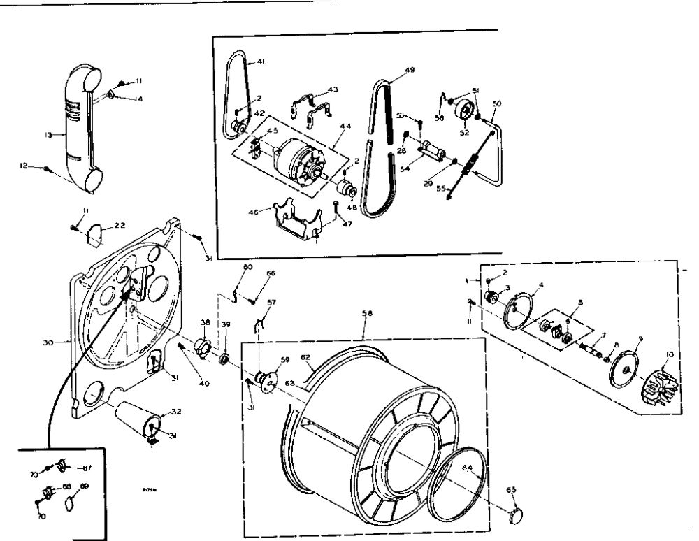 Bulkhead Assembly Diagram and Parts List for 1106117254  Kenmore Dryer