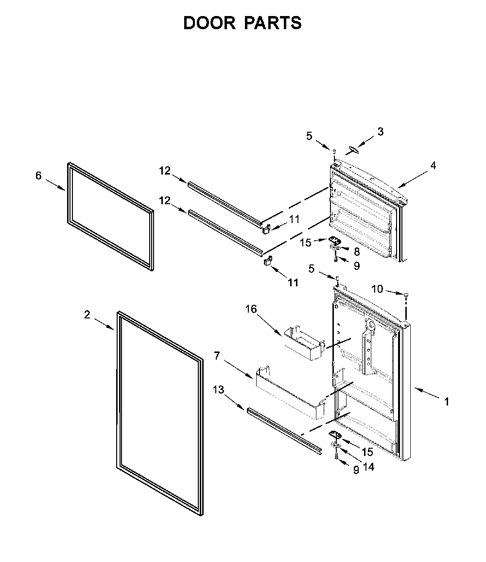 Door parts Diagram and Parts List for WRT518SZKV00  Whirlpool Refrigerator