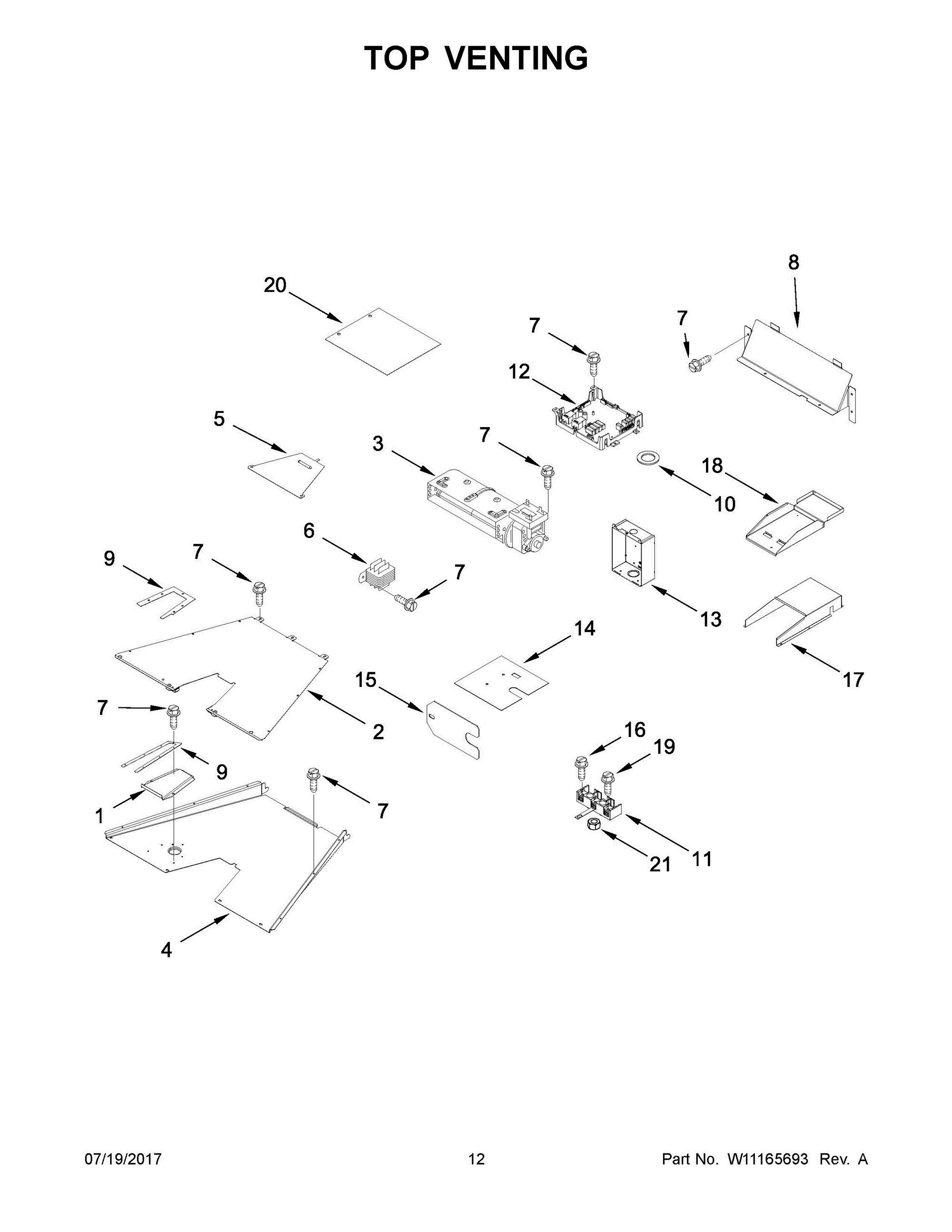 07 - TOP VENTING Diagram and Parts List for KDRS483VBU01  Whirlpool Range