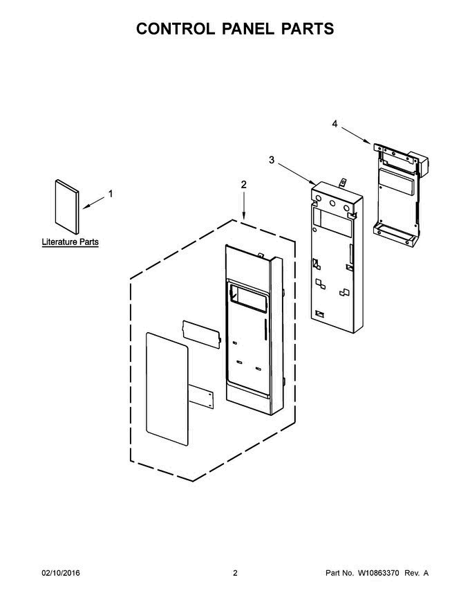 02 - Control Panel Parts Diagram and Parts List for YWMH31017AS3  Whirlpool Microwave