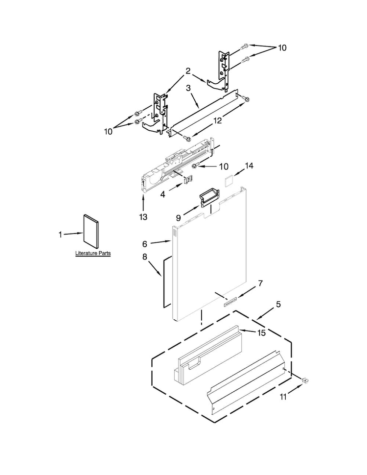 Door And Panel Parts Diagram and Parts List for KUDC10IXBL9  KitchenAid Dishwasher