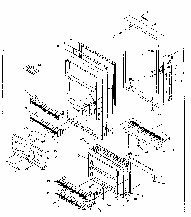 Door Parts Diagram and Parts List for 106N14FS-1  Kenmore Refrigerator