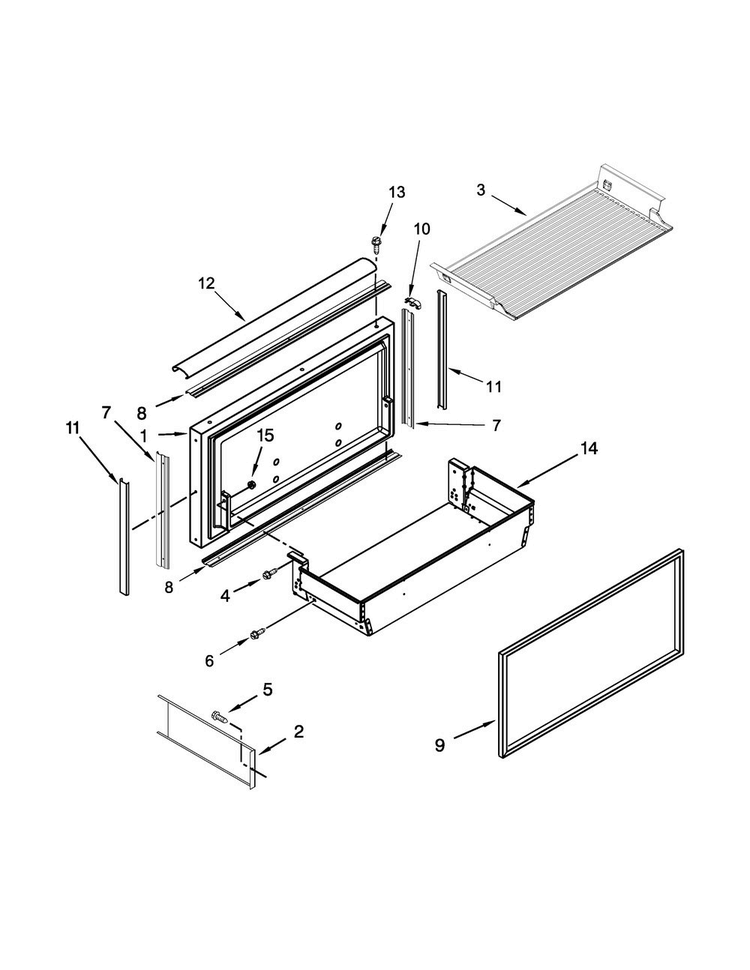 Freezer Door And Basket Parts Diagram and Parts List for KBFN502EPA00  KitchenAid Refrigerator