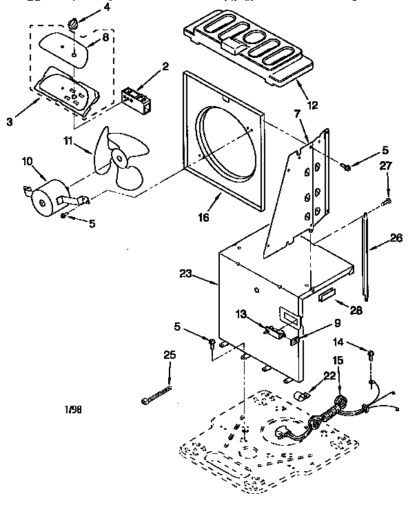 Air Flow And Control Diagram and Parts List for AD25GO  Whirlpool Dehumidifier