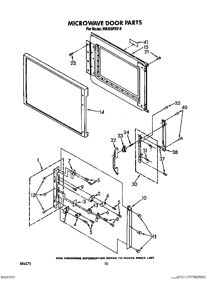 MICROWAVE DOOR Diagram and Parts List for RM288PXV0  Whirlpool Microwave Oven Combo