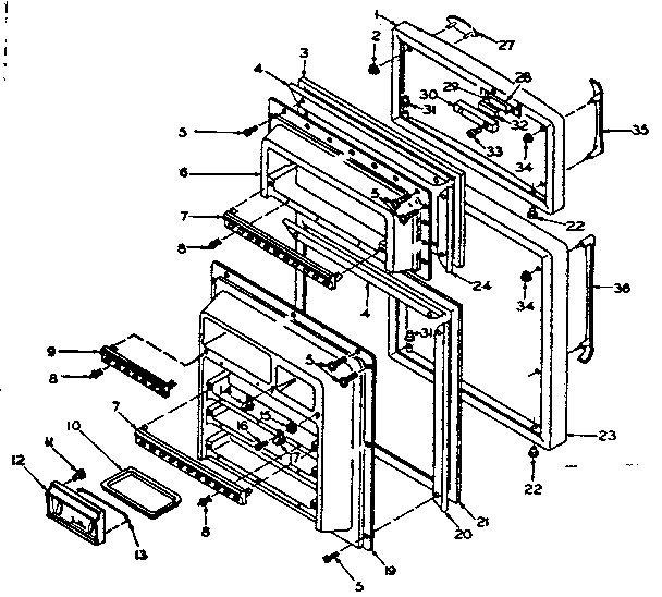 Door Parts Diagram and Parts List for 106T14EL1  Kenmore Refrigerator