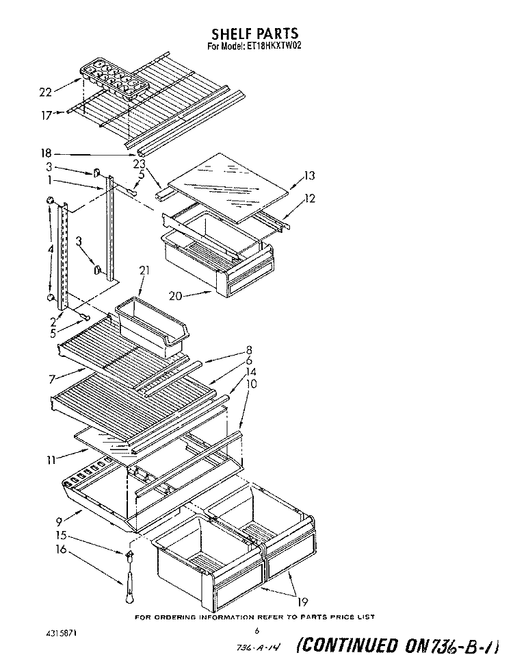SHELF Diagram and Parts List for ET18HKXTF02  Whirlpool Refrigerator