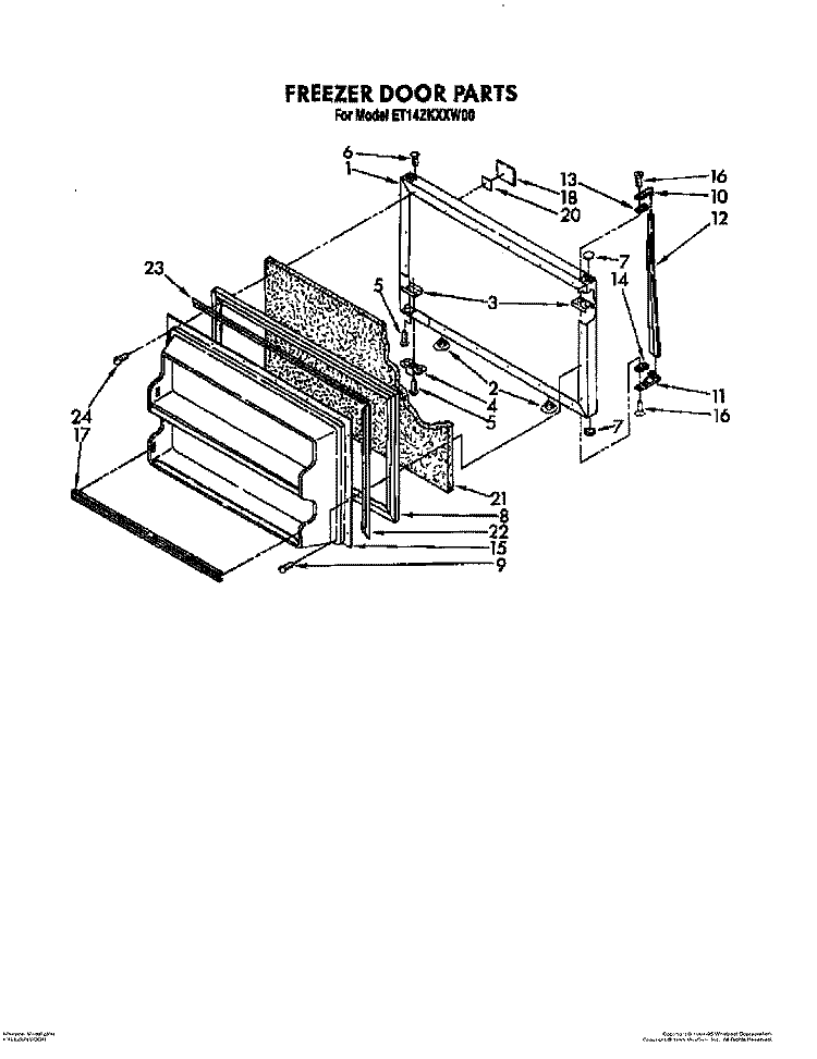 FREEZER DOOR Diagram and Parts List for ET14ZKXXG00  Whirlpool Refrigerator