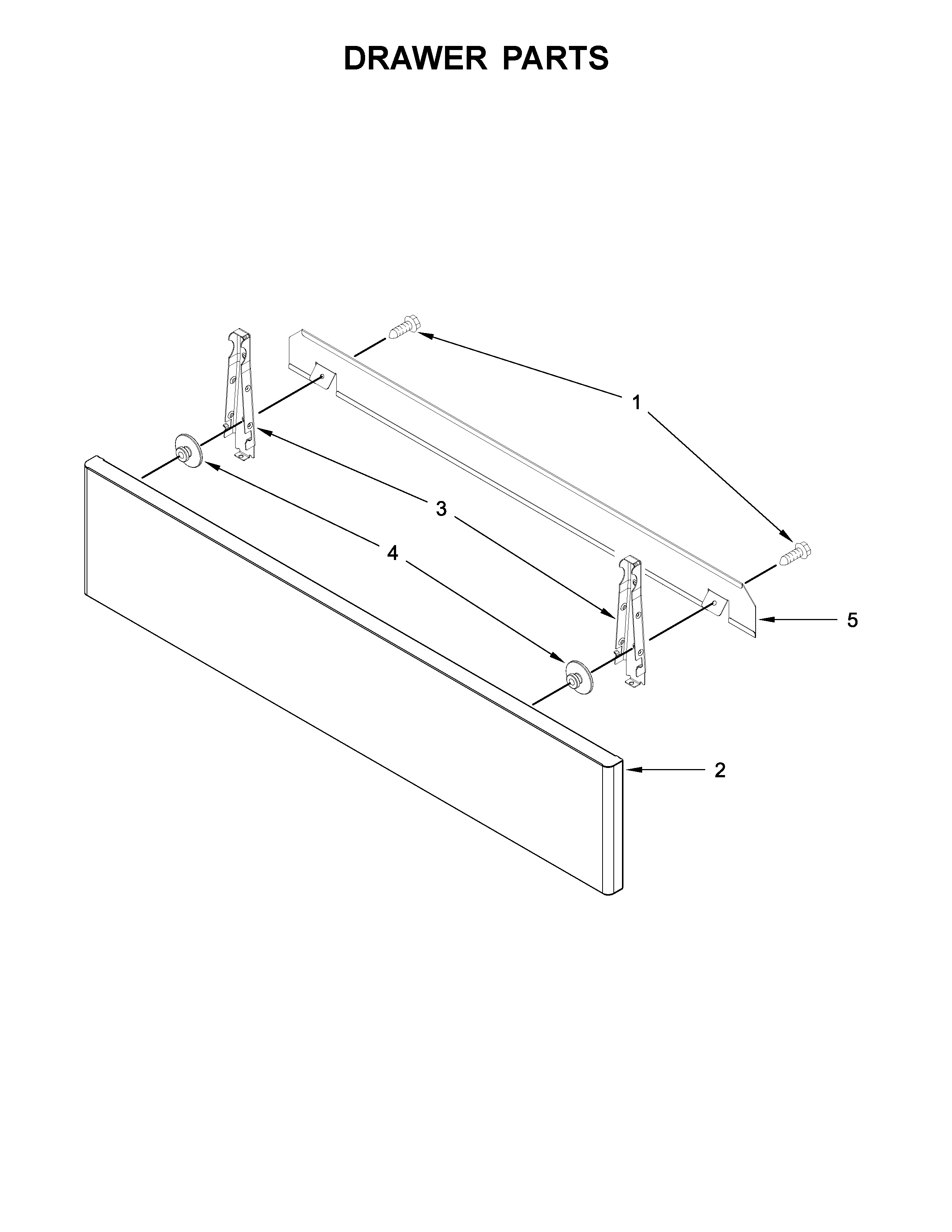 Drawer Parts Diagram and Parts List for 66542783710  Kenmore Range