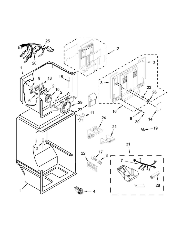 Liner Parts Diagram and Parts List for WRT108FZDB01  Whirlpool Refrigerator