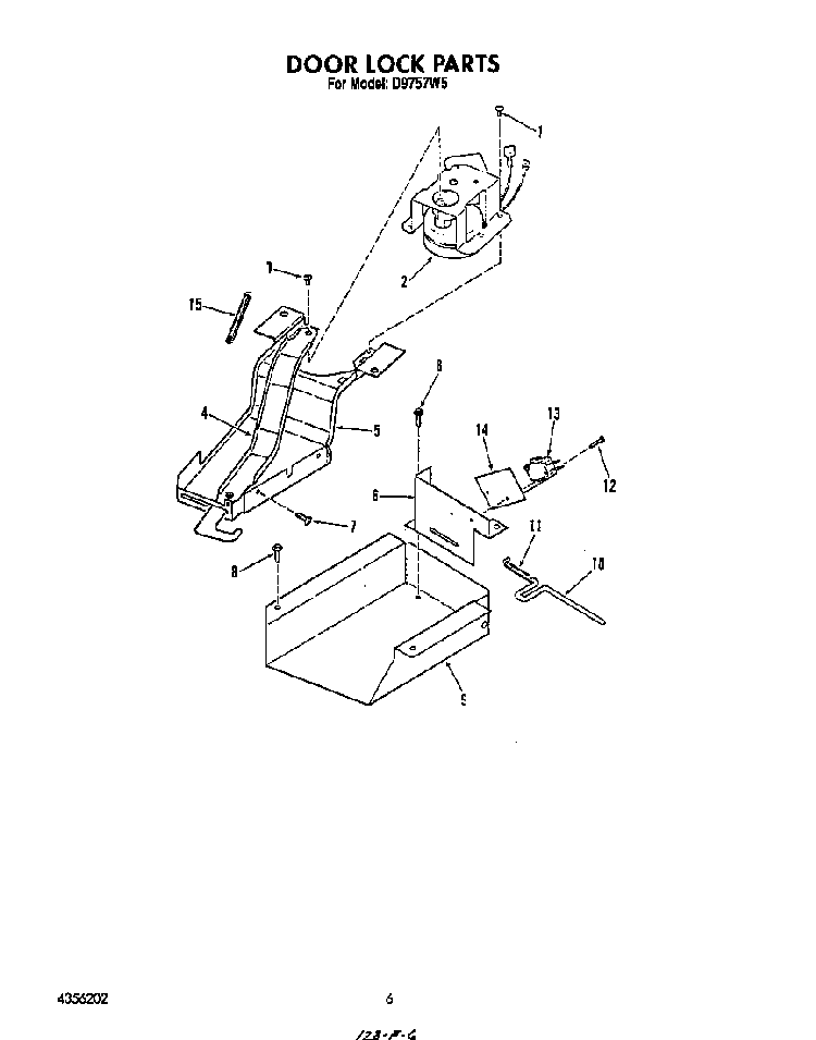 Door Lock Diagram and Parts List for D9757*5  Roper Range