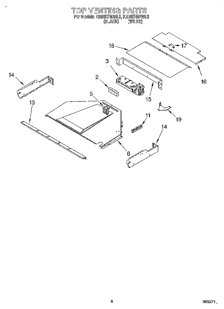 TOP VENTING, OPTIONAL Diagram and Parts List for KEBI276DBL2  KitchenAid Wall Oven