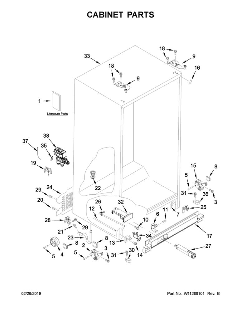 Cabinet Parts Diagram and Parts List for 10650043711  Kenmore Refrigerator