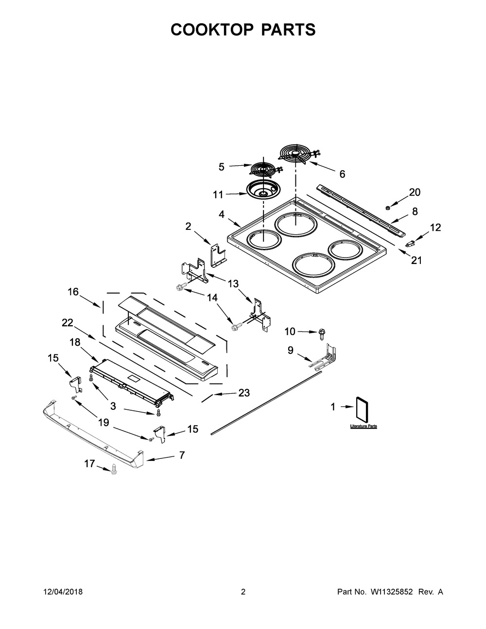 Cooktop Parts Diagram and Parts List for WEC310SAGS2  Whirlpool Range