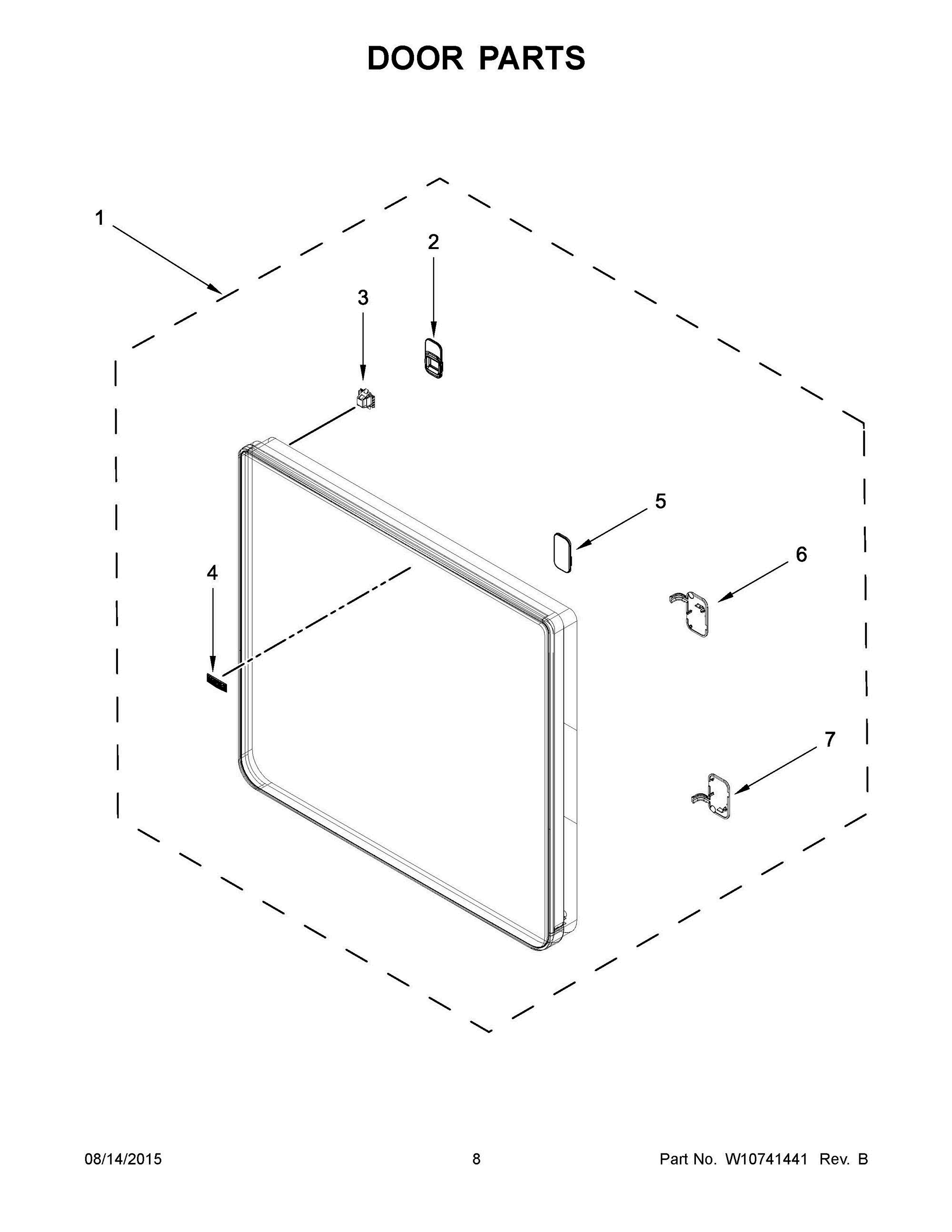 05 - DOOR PARTS Diagram and Parts List for YMEDB835DW0  Whirlpool Dryer