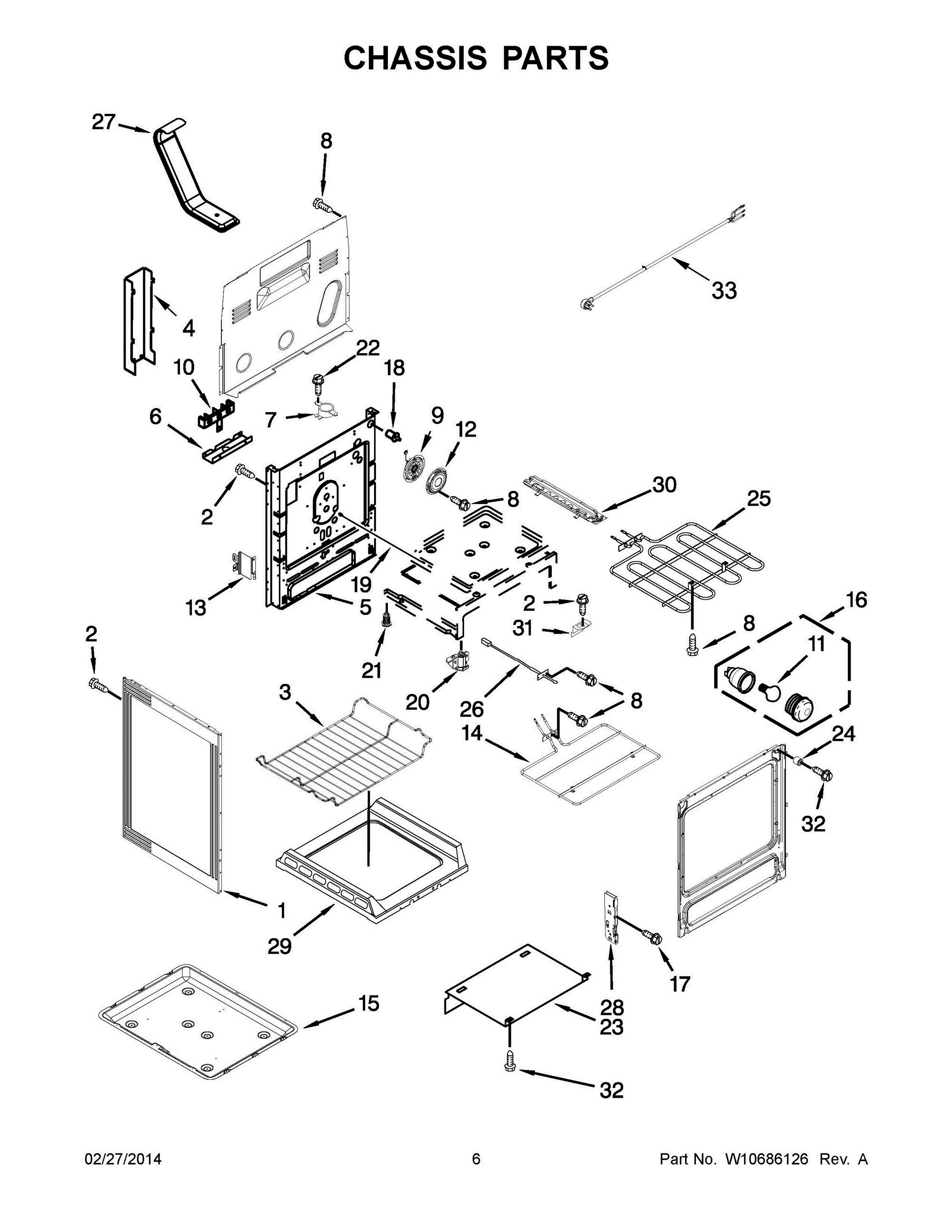 04 - CHASSIS PARTS Diagram and Parts List for YMER8800DE0  Whirlpool Range