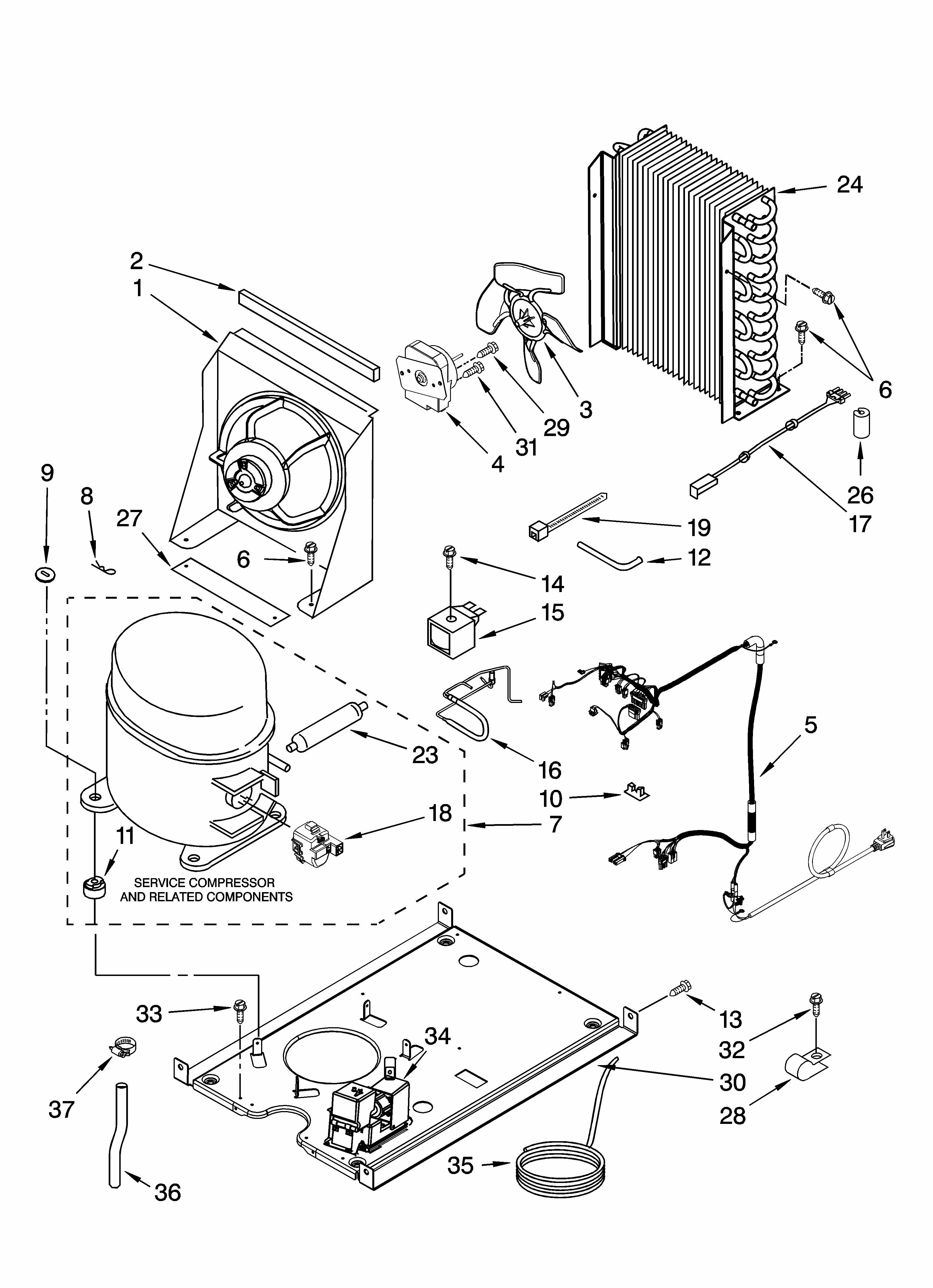Unit Parts, Optional Parts (not Included) Diagram and Parts List for 10689583702  Kenmore Ice Maker