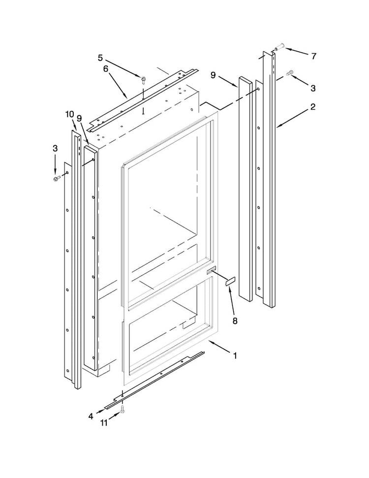 Cabinet Trim Parts Diagram and Parts List for KBRO36FTX07  KitchenAid Refrigerator