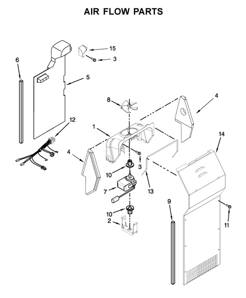 Air Flow Parts Diagram and Parts List for 10641133710  Kenmore Refrigerator