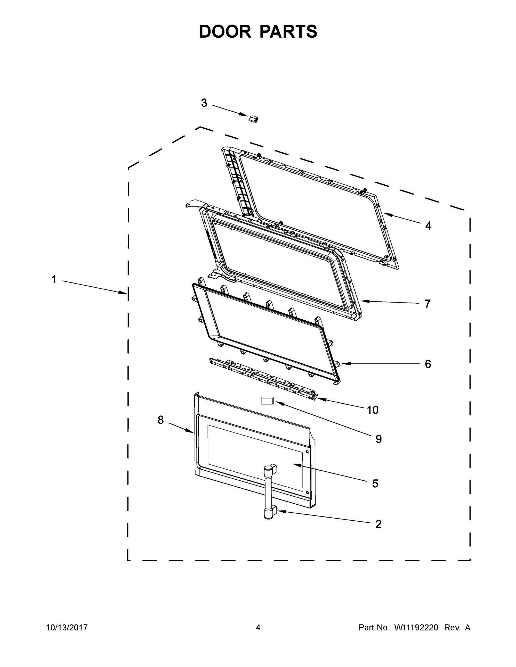 03 - DOOR PARTS Diagram and Parts List for MMV5219FZ3  Whirlpool Microwave Oven Combo