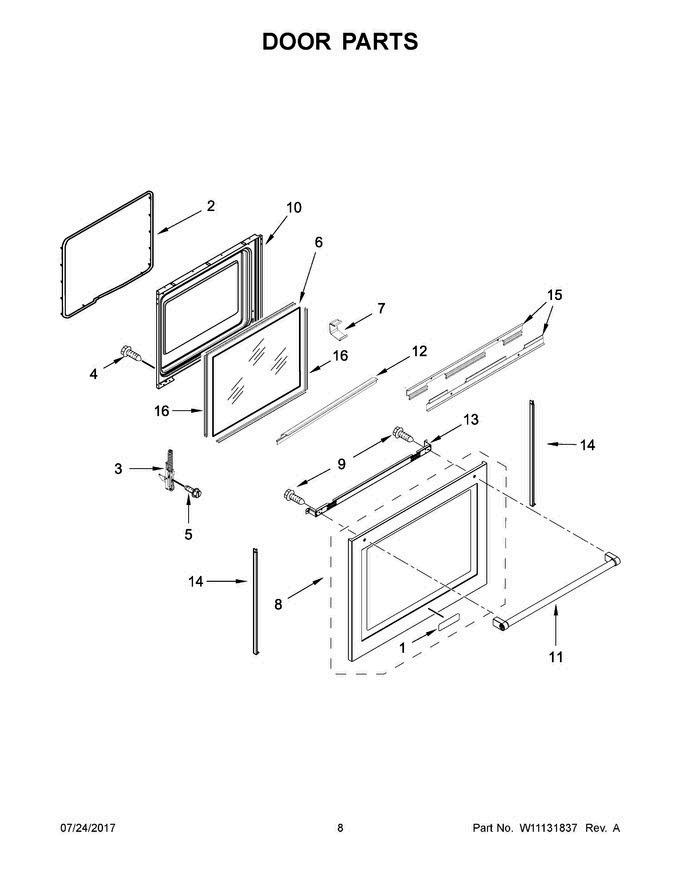 05 - Door Parts Diagram and Parts List for KFEG500ESS2  KitchenAid Range
