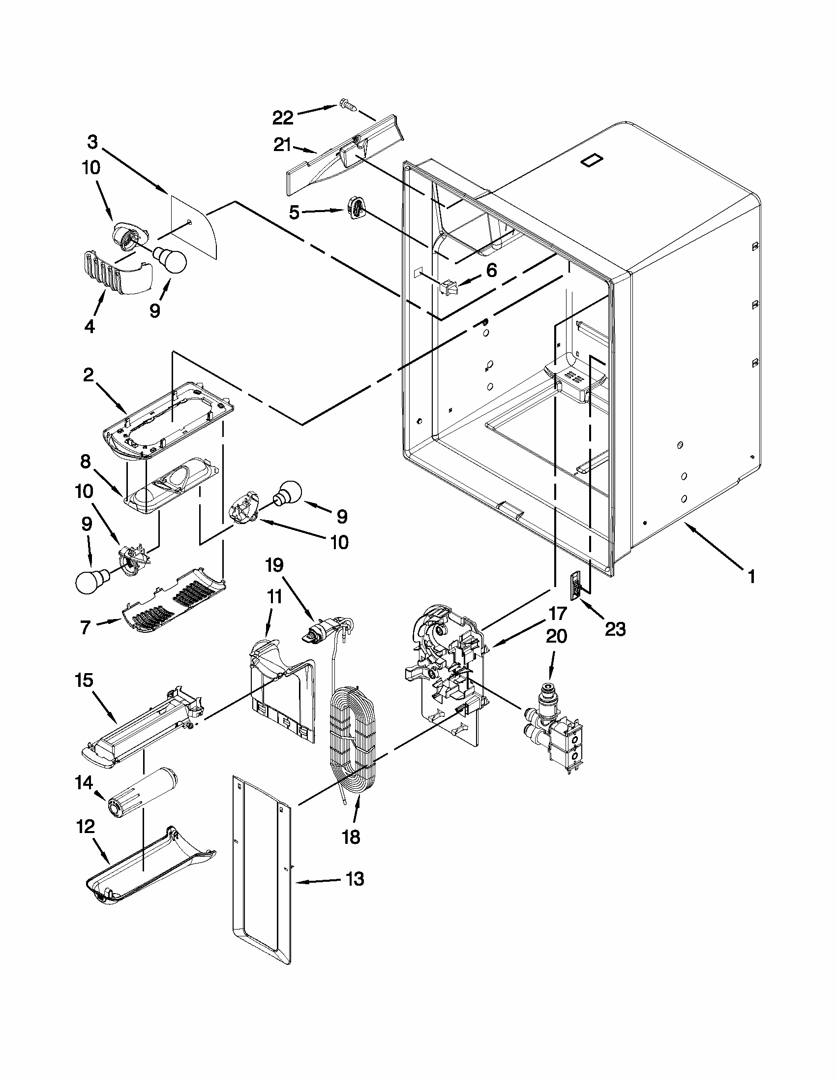 Refrigerator Liner Parts Diagram and Parts List for 59679242016  Kenmore Refrigerator