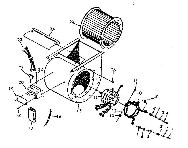 Blower Assembly 2 Diagram and Parts List for FXB43-80DR-1  Whirlpool Furnace