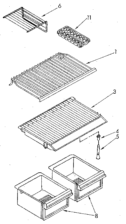 Shelf Diagram and Parts List for ET14JKXSF04  Whirlpool Refrigerator
