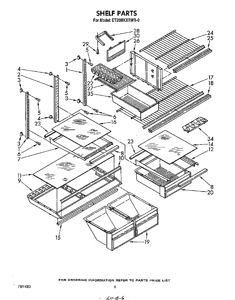 SHELF , LIT/OPTIONAL Diagram and Parts List for ET20MKXRWR0  Whirlpool Refrigerator