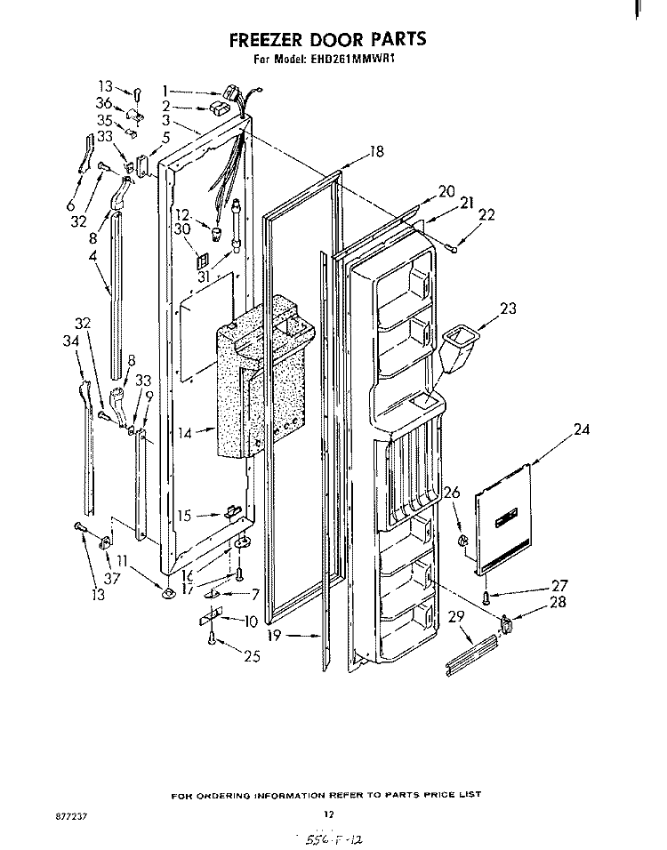 FREEZER DOOR Diagram and Parts List for EHD261MMWR1  Whirlpool Refrigerator