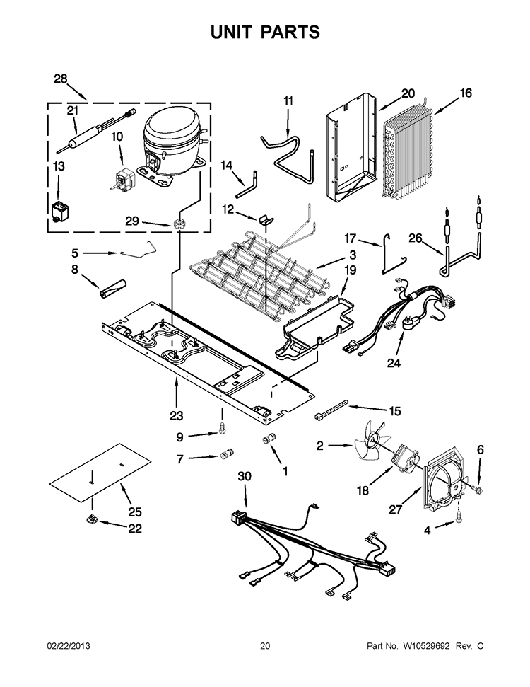 UNIT PARTS Diagram and Parts List for WRS537SIAF00  Whirlpool Refrigerator