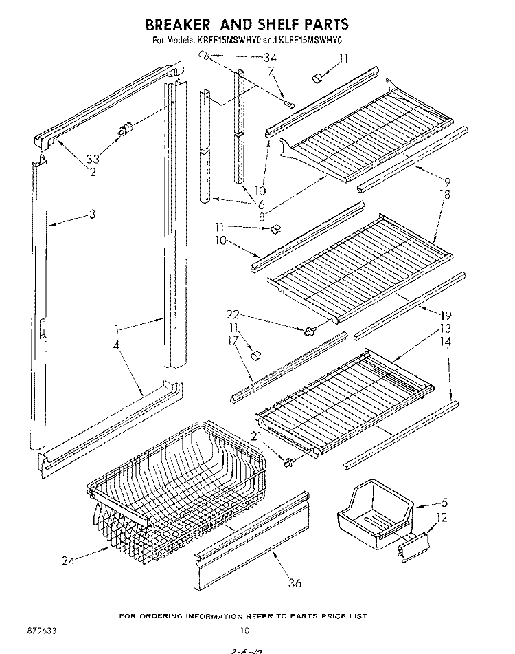 BREAKER AND SHELF Diagram and Parts List for KLFF15MSWHY0  KitchenAid Freezer