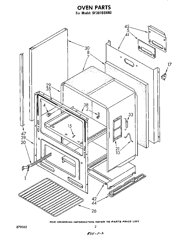 OVEN , LITERATURE Diagram and Parts List for SF301BSKN0  Whirlpool Range