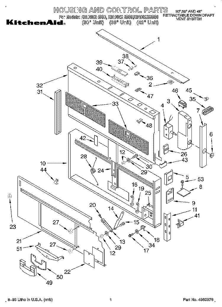 SECTION Diagram and Parts List for KIRD822HSS0  KitchenAid Range Hood