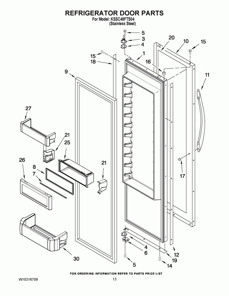 REFRIGERATOR DOOR PARTS Diagram and Parts List for KSSC48FTS04  KitchenAid Refrigerator