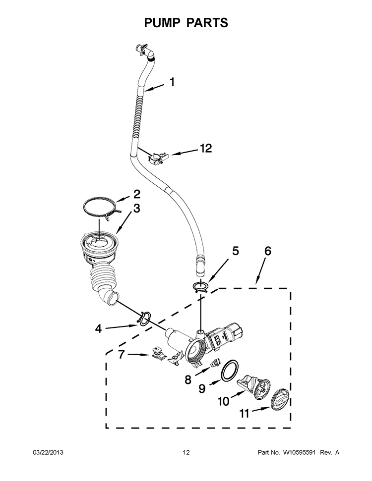 PUMP PARTS Diagram and Parts List for WFW8640BC0  Whirlpool Washer