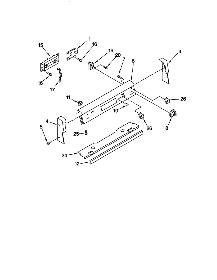 Control Panel Diagram and Parts List for GR450LXHQ1  Whirlpool Range